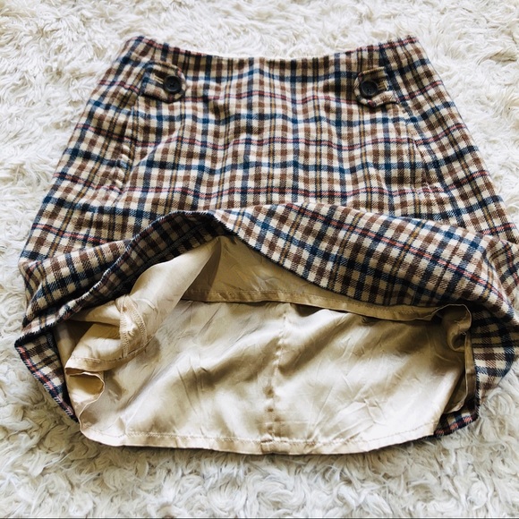 BANANA REPUBLIC FACTORY • Wool Plaid Skirt • Tan - Picture 3 of 6